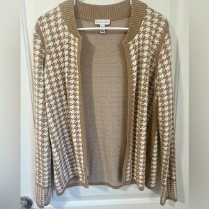 Susan Graver Houndstooth Open Cardigan Sz S